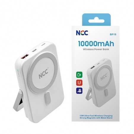 NCC Power Bank 10000mAh Caricabatterie Magnetico MAGSAFE con Stand Ultra Fast Charging 15W | Bianco BP16