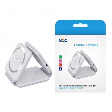 NCC CaricaBatterie Wireless Caricatore Magnetico Pieghevole 3 in 1 | Bianco W20