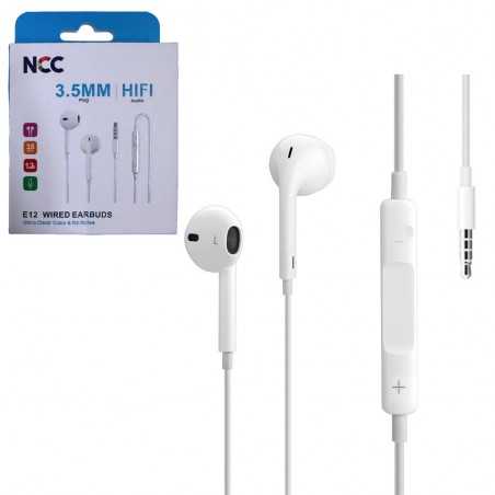 NCC Auricolare EarPods E12 con telecomando e microfono (Connettore Jack 3.5")