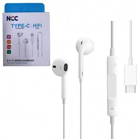 NCC Auricolare EarPhones E11-C con telecomando e microfono (Connettore USB-C)