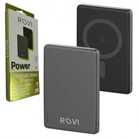 ROVI Power Bank LX12 5000 mAh Caricabatterie MagSafe Portatile Wireless | Grigio