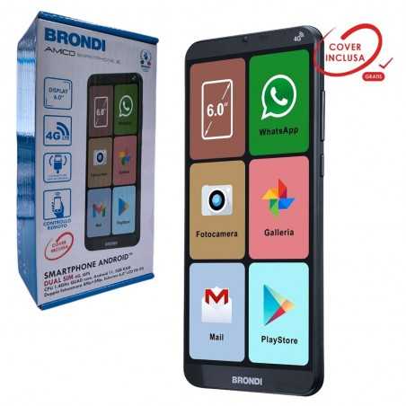 BRONDI Amico Smartphone XL 4G LTE Display 6.0" Controllo Remoto Dual SIM | Nero