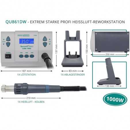 QUICK 861DW Stazione Saldante Professionale ad Aria Calda, Regolabile, 1000 Watt European Plug