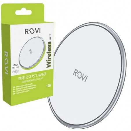 Rovi Caricabatterie Wireless Veloce SW10 Fast Charger 15w USB-C con Cavo | Bianco