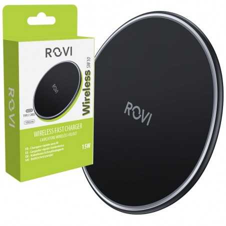 Rovi Caricabatterie Wireless Veloce SW10 Fast Charger 15w USB-C con Cavo | Black