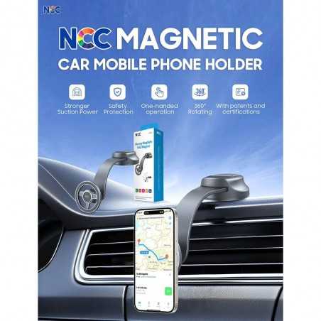 NCC Supporto da Auto CH30 MagSafe N52 Magnetico Rotazione 360° da Cruscotto | Nero