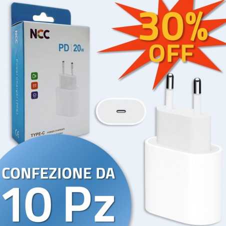 NCC CaricaBatterie da Rete 20W USB-C Fast Charger Power Delivery | confezione da 10pz