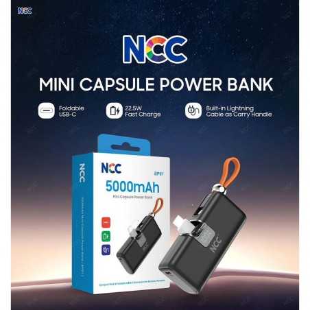 NCC Power bank 5000mAh Ultra Compatto Porta USB-C + Cavo lightning FAST CHARGING 22.5W | BP01