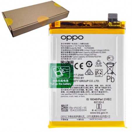 Oppo Service Pack Batteria BLP835 Originale per Reno5 F / A94 / F19 Pro / Reno 6 Z / Reno 5 Lite | CPH2217, CPH2203