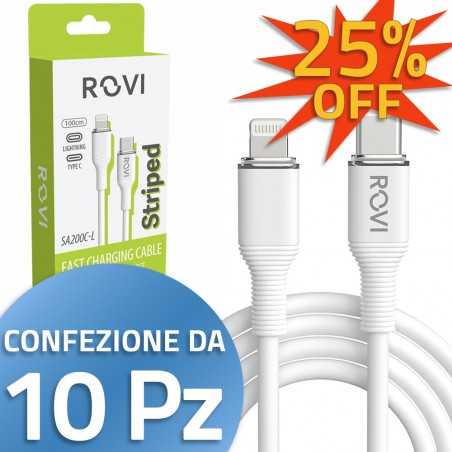 Rovi STRIPED S200C-L Cavo in PVC da Type-C a Lightning (100cm)| in confezione da 10pz