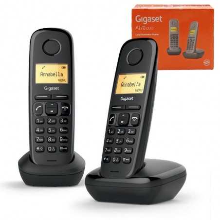 Gigaset Telefono Cordless Doppio A170 DUO ECO Mode Plus Zero Radiazioni | Nero