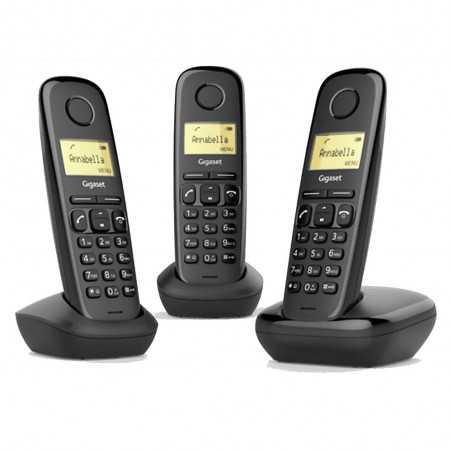 Gigaset Telefono Cordless Triplo A170 TRIO Funzione Sveglia Zero Radiazioni | Nero