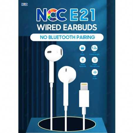 NCC Auricolare EarBuds E21 PLUG AND PLAY Connettore Lightning | NO BLUETOOTH PAIRING