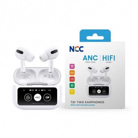 NCC Auricolare Bluetooth TWS T21 ANC HIFI Cancellazione di Rumore Audio Cuffie True Wireless | Bianco