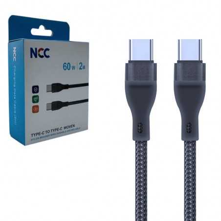 NCC Type-C to Type-C Charging Data Cable 60W 2m Woven(with Packing) MOQ:100PCS