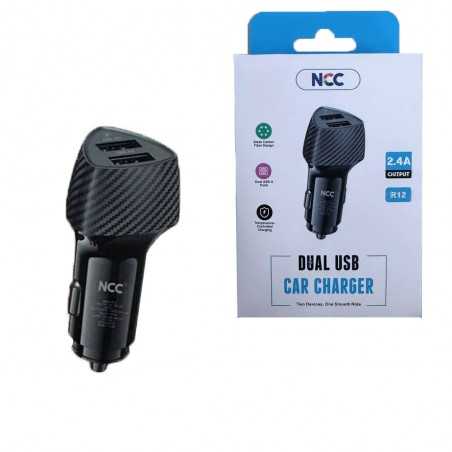 NCC CaricaBatterie da Auto 2.4A Doppia porta USB-A Car Charger | Nero R12