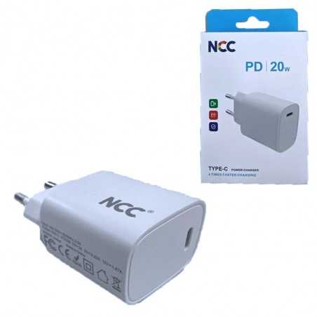 NCC C15 CaricaBatterie da Rete 20W USB-C Fast Charger Power Delivery | Bianco