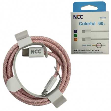 NCC Cavo di Ricarica USB-C a USB-C Macaroon 60W D118CC 1m | Rosa