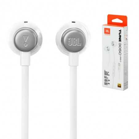 JBL Tune 305C Auricolari USB-C con Comando e Microfono | White