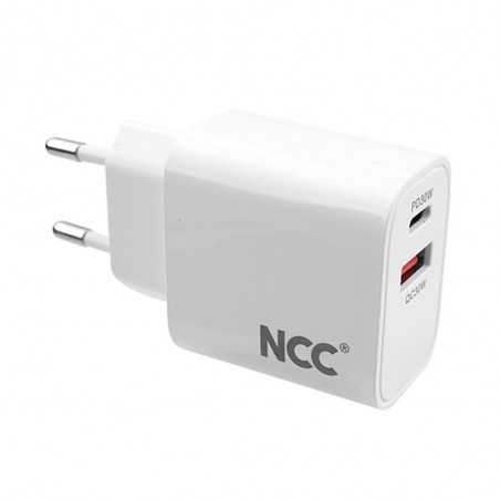 NCC CaricaBatterie da Rete 30W USB-A + USB-C Fast Charge | Bianco C222 