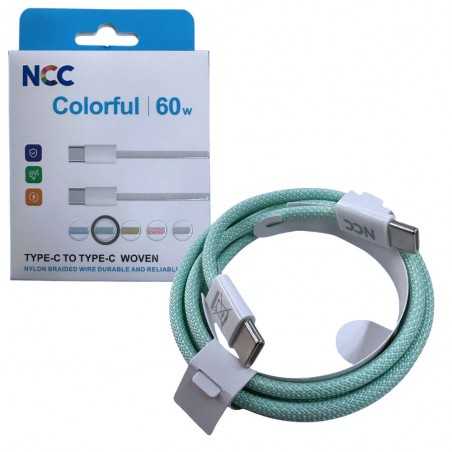 NCC Cavo di Ricarica da USB-C a USB-C 60W Colorful D118CC | 1 Metro Verde