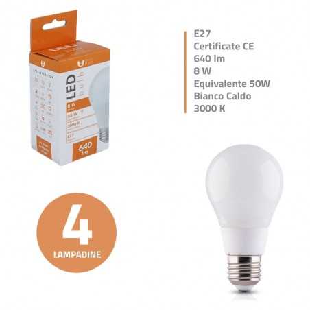 Bundle fino a 20 Lampadine LED Bulb E27 A60 8W 640lm Luce Calda - Luce Fredda - Luce Naturale
