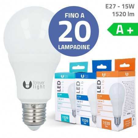 Bundle fino a 20 Lampadine LED Bulb E27 A65 15W 1520lm Luce Calda - Luce Fredda - Luce Naturale