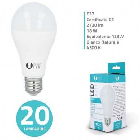 Bundle Fino a 20 Lampadine LED Bulb E27 A65 18W 2130lm Luce Calda - Luce Fredda - Luce Naturale