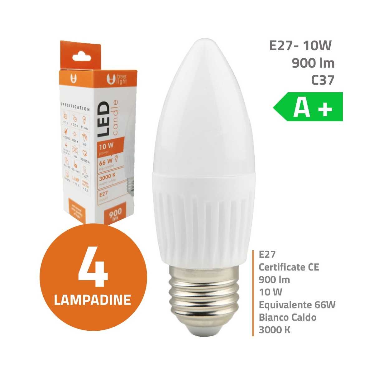 Bundle fino a 20 Lampadine LED Bulb E27 C37 10W 900lm Luce Calda - Luce  Fredda - Luce Naturale in ceramica - Lampade a Led - Sma