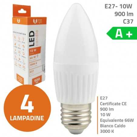 Bundle fino a 20 Lampadine LED Bulb E27 C37 10W 900lm Luce Calda - Luce Fredda - Luce Naturale in ceramica