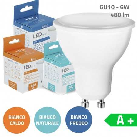 Bundle fino a 20pz Lampadine a LED GU10 6W 480lm Luce Bianca Calda Fredda Naturale IP22