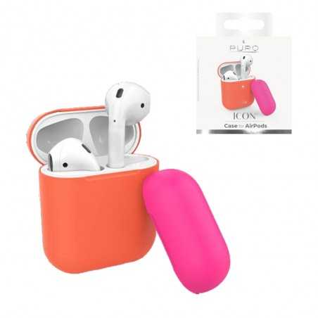 Puro" Icon FLUO" case in silicon for Airpods - Airpods 2 with additional hood