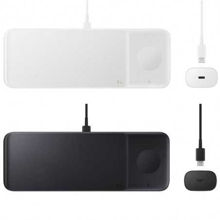 Samsung Wireless Charger Trio EP-P6300T + Caricabatteria (PD 25W TA, EP-TA800) e Cavo Type-C a Type-C | Bianco e Nero