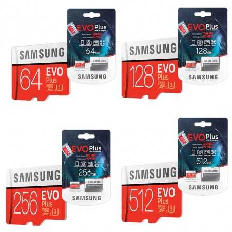 Samsung MicroSDXC EVO PLUS + SD Adapter 64GB - 128GB - 256GB - 512GB Memory Card