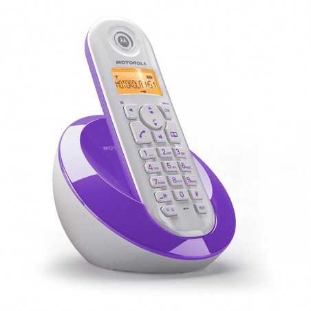 Motorola Telefono cordless digitale serie C6 Dect Gap Bianco/Viola